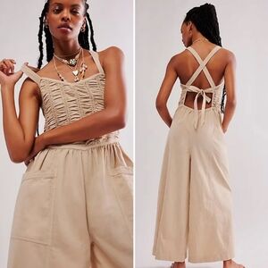 Free People Forever Always Cotton Wide Leg Jumpsuit Xs
